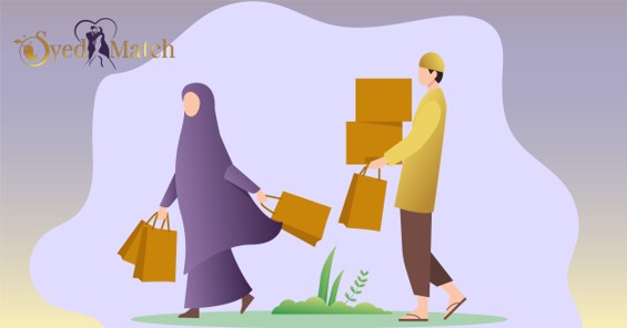 muslim couple shopping